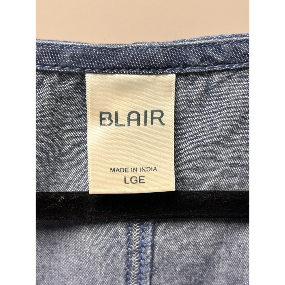 Blair Large Blue Jean Embroidered LightHouses Denim Shift Dress Granny Nautica - Picture 2 of 5